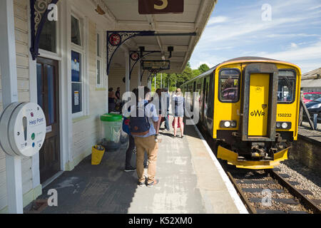 Looe Vally linea di ramificazione a Liskeard stazione ferroviaria, Cornwall, Regno Unito Foto Stock