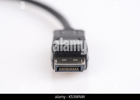20 pin maschio connettore DisplayPort per un perfetto collegamento isolato su bianco. Foto Stock