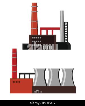 Fabbrica industriale icona di edifici Illustrazione Vettoriale