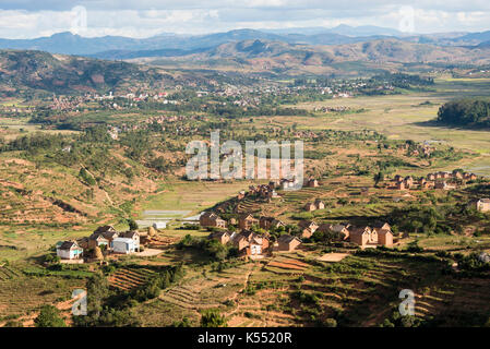 Tradizionale Merina case nelle highlands, Madagascar Foto Stock