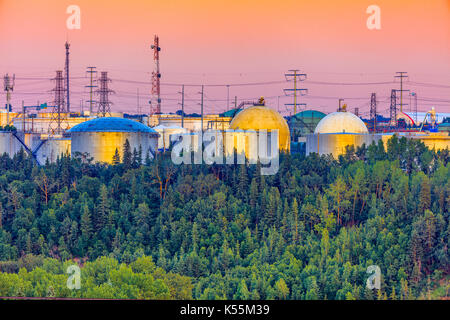 Impianto petrolchimico in Edmonton, Canada Foto Stock