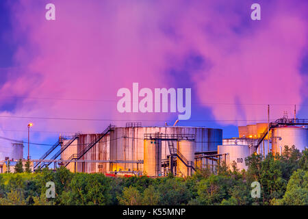 Impianto petrolchimico in Edmonton, Canada Foto Stock