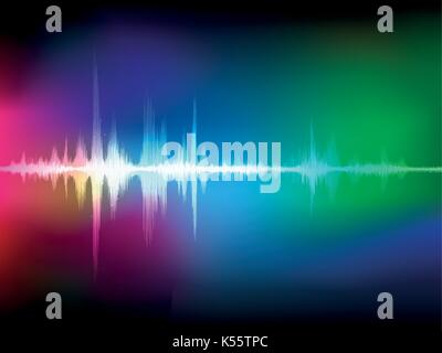 Abstract colorati digital sound wave sfondo oscillante illustrazione vettoriale. Illustrazione Vettoriale