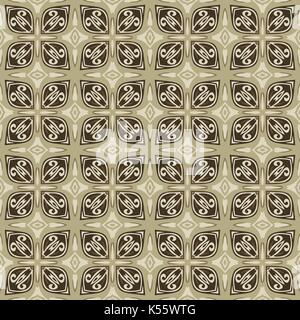 Seamless pattern illustrato fatta di elementi astratti in beige e marrone Illustrazione Vettoriale