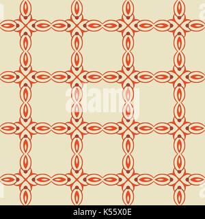 Seamless pattern illustrato fatta di elementi astratti in beige e rosso Illustrazione Vettoriale