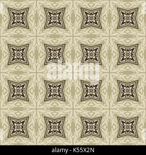 Seamless pattern illustrato fatta di elementi astratti in beige e marrone Illustrazione Vettoriale