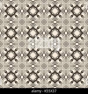 Seamless pattern illustrato fatta di elementi astratti in beige e nero Illustrazione Vettoriale