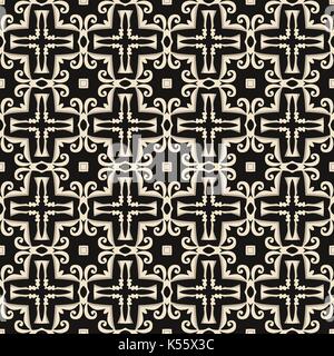 Seamless pattern illustrato fatta di elementi astratti in beige, grigio e nero Illustrazione Vettoriale