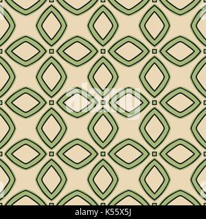 Seamless pattern illustrato fatta di elementi astratti in beige, verde e nero Illustrazione Vettoriale