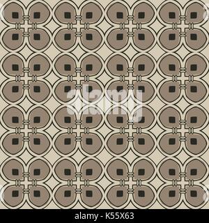 Seamless pattern illustrato fatta di elementi astratti in beige, marrone e nero Illustrazione Vettoriale