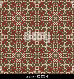 Seamless pattern illustrato fatta di elementi astratti in beige, rosso e marrone Illustrazione Vettoriale