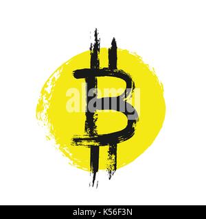 Icona bitcoin dal grunge i tratti di pennello Illustrazione Vettoriale