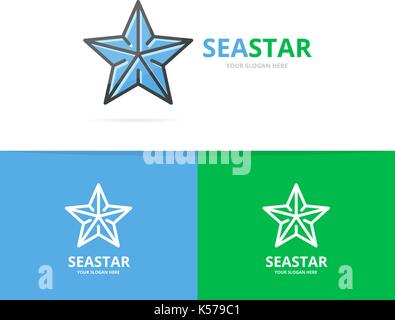 Vettore di starfish logo. unico star e i frutti di mare logotipo di modello di progettazione. Illustrazione Vettoriale