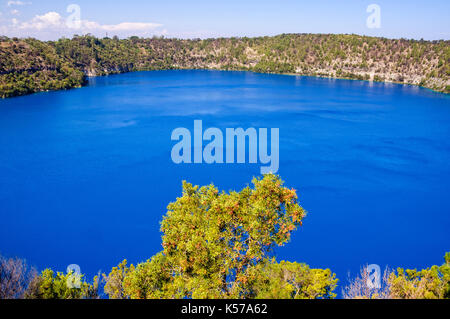 Il lago blu in un dormiente maar vulcanico - Mount Gambier, sa, australia Foto Stock