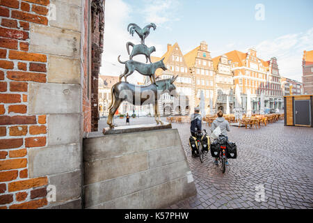 Statua dei musicisti di Brema Foto Stock