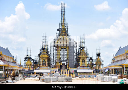 Bangkok. 8 Sep, 2017. Foto scattata su sept. 8, 2017 mostra il cantiere per la costruzione della fine del re tailandese Bhumibol Adulyadej royal crematorio a Bangkok, Thailandia. un funerale reale per la Thailandia del compianto Re Bhumibol Adulyadej è prevista per fine ottobre, 2017. Credito: rachen sageamsak/xinhua/alamy live news Foto Stock