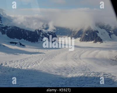 Vista aerea del percorso del ghiacciaio, Alaska Foto Stock