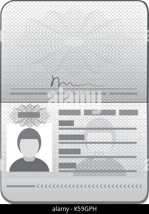Illustrazione di aprire passport id modello di documento Illustrazione Vettoriale