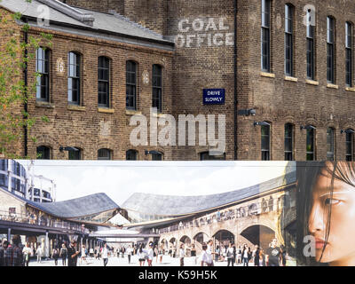 I pesci e gli uffici di Carbone - uno sviluppo storico della banca Canale di Beagle costruire la creazione di uffici e uno spazio ristorante nei pressi di Piazza Granaio, King's Cross, Londra Foto Stock