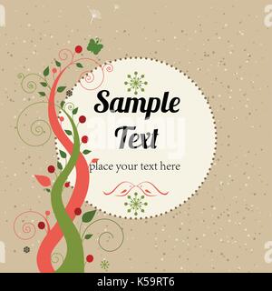 Bellissimo biglietto di auguri con ghirlanda floreale. Illustrazione Vettoriale