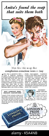 1950 British pubblicità per Londra orgoglio del sapone. Foto Stock