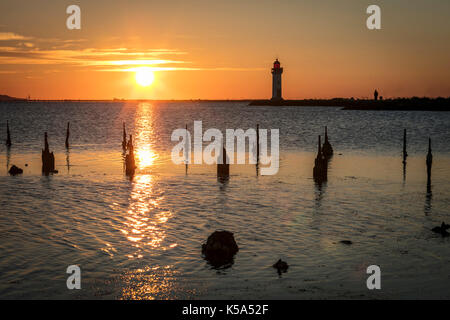 Sunrise, Pointe des Onglous, Thau, Francia. Foto Stock