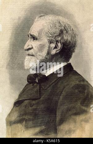 Giuseppe Verdi (1813-1901). Compositore italiano. Incisione, 1893. Foto Stock