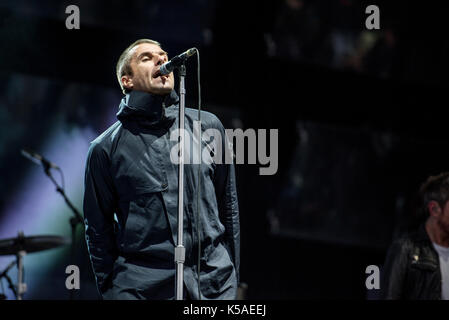 Leeds, Regno Unito. 25thaugust 2017. Liam Gallagher esegue sul palco principale al festival di Leeds 2017, Bramham Park, Leeds 25/08/2017 © gary mather/alamy live Foto Stock