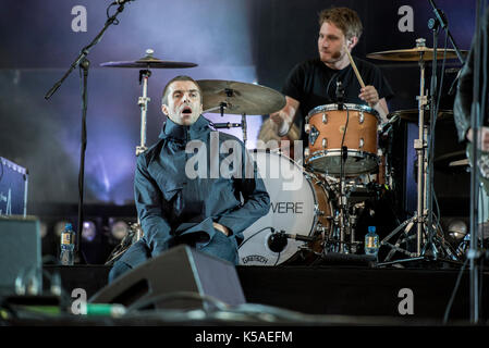 Leeds, Regno Unito. 25thaugust 2017. Liam Gallagher esegue sul palco principale al festival di Leeds 2017, Bramham Park, Leeds 25/08/2017 © gary mather/alamy live Foto Stock