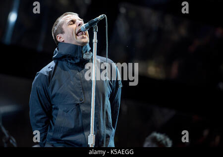 Leeds, Regno Unito. 25thaugust 2017. Liam Gallagher esegue sul palco principale al festival di Leeds 2017, Bramham Park, Leeds 25/08/2017 © gary mather/alamy live Foto Stock