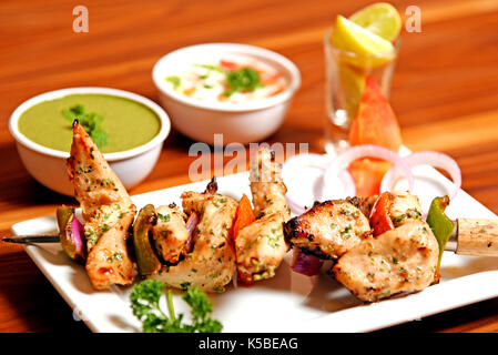 Chicken malai kebab, reshmi pollo kebab, tikka Foto Stock