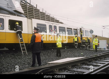 Esercizio di emergenza sul Tyne e Wear sistema di metropolitana - incidente chimico Foto Stock