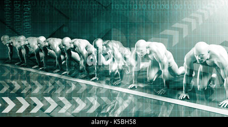 Il Social Media Marketing con la folla di comunicare tramite la rete Foto Stock