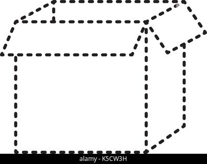 Forma tratteggiata casella quadrata pacchetto design aperto Illustrazione Vettoriale