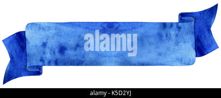 Acquerello disegnati a mano illustrazione. Navy Blue sventola bandiera o banner Foto Stock