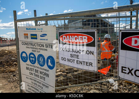 Autostrada Westconnex sito in costruzione in Western Sydney, Nuovo Galles del Sud, Australia Foto Stock