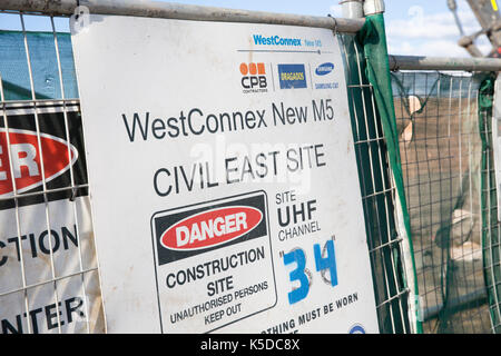 Westconnex nuova M5 sito in costruzione per l'autostrada e punto di interscambio dei trasporti nella Basilica di San Pietro,Sydney , Australia Foto Stock