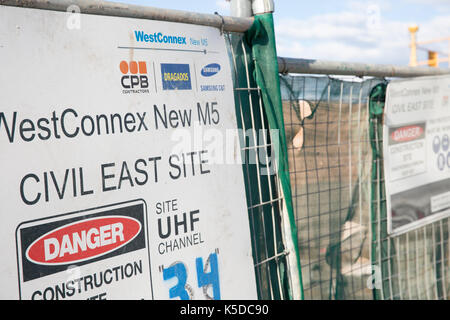 Westconnex nuova M5 sito in costruzione per l'autostrada e punto di interscambio dei trasporti nella Basilica di San Pietro,Sydney , Australia Foto Stock