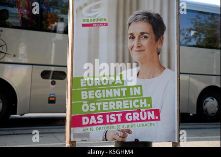 Vienna, Austria. 09 settembre 2017. Poster delle elezioni 'i Verdi'. Credit: Franz PERC / Alamy Live News Foto Stock