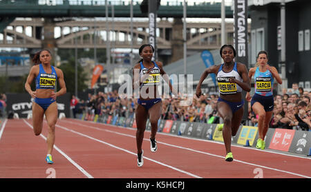 La Gran Bretagna di dina aser smith vince la donna 150m gara durante il grande Nord citygames presso il Newcastle Quayside. Foto Stock