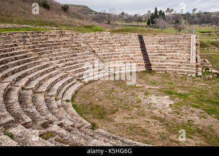 Il teatro della antica città greca di Morgantina in Sicilia Foto Stock