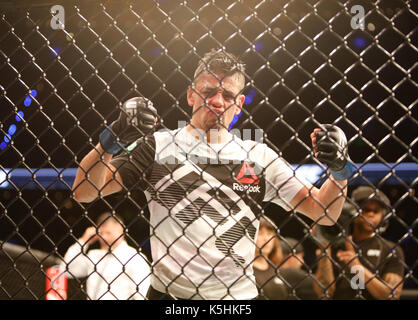 Brandon moreno prende su sergio pettis durante l'ufc fight night 114 a arena ciudad de mexico a Città del Messico. dotato di: brandon moreno dove: Città del Messico, Messico quando: 06 ago 2017 credit: wenn.com Foto Stock