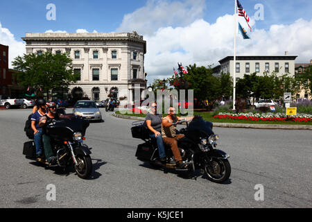 Bikers in Lincoln Square durante la settimana in bici, Gettysburg, Adams County, Pennsylvania, STATI UNITI D'AMERICA Foto Stock