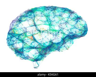 Rete neurale. Computer illustrazione del cervello della rete neurale rappresentato da linee e punti. Una rete neurale è composta di cellule nervose (neuroni). Foto Stock