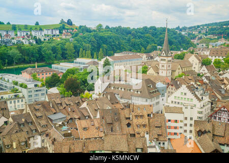 Bella e panoramica vista aerea del paesaggio intorno munot, Schaffhausen, Svizzera Foto Stock