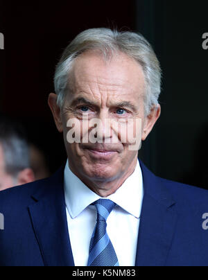 Londra, UK, 10th, Sep, 2017.Tony Blair ex primo ministro britannico ha visto lasciare la BBC dopo che compaiono sul andrew marr show alla BBC Studios di Londra credito: wfpa/alamy live news Foto Stock