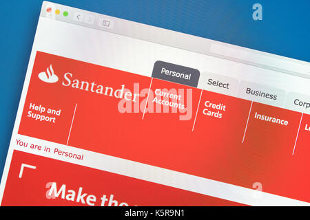 Banca Santander sito web. Il logo di Santander. Foto Stock