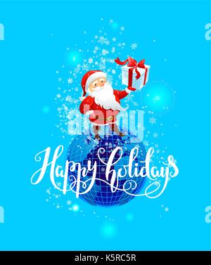 Felice santa con dono Illustrazione Vettoriale