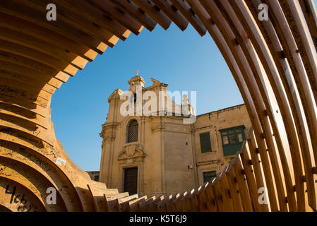 La Valletta, Malta - 21 agosto 2017: la nostra Signora delle Vittorie chiesa in Valletta fu costruito per commemorare la vittoria dei cavalieri dell'ordine di san Foto Stock