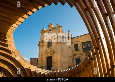 La Valletta, Malta - 21 agosto 2017: la nostra Signora delle Vittorie chiesa in Valletta fu costruito per commemorare la vittoria dei cavalieri dell'ordine di san Foto Stock